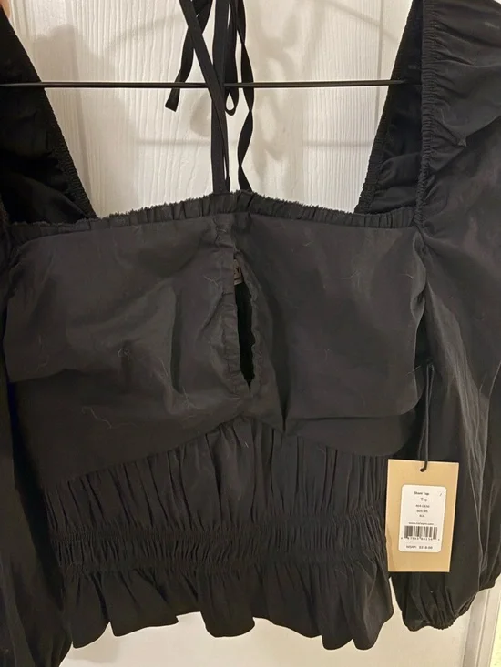 Bailey 44 Black Puff-Sleeve Tie-Front Blouse - Picture 11 of 11